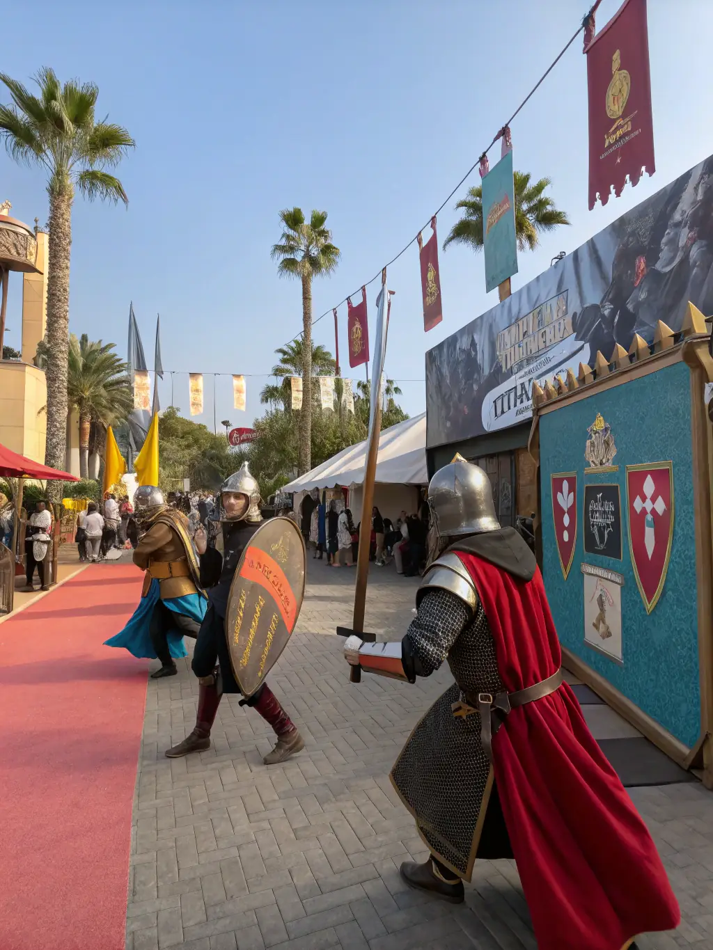 A vibrant image of children participating in a historical reenactment event organized by LES ALLUCHONS, highlighting their educational outreach to young audiences.